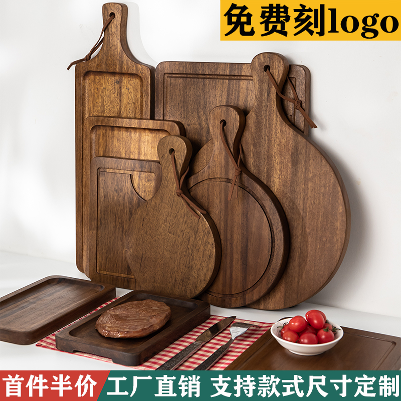 Factory customized steak wooden plate Bread cake Sushi pizza Pizza wooden tray Western food cutting board wooden pallet