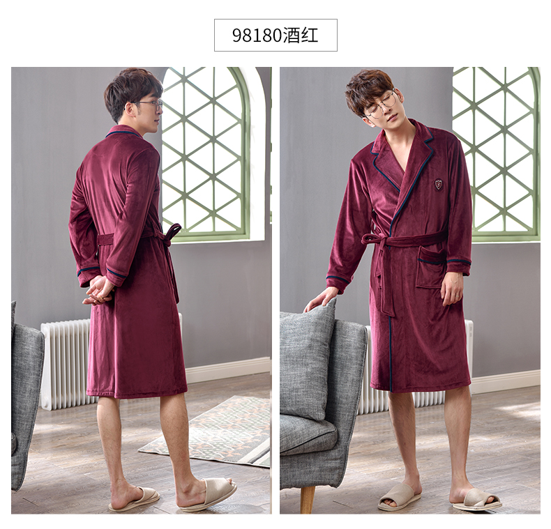Mùa thu và mùa đông những người yêu thích flannel áo ngủ nam dày áo choàng tắm nữ san hô nhung dài tay mỏng đồ ngủ nhà dịch vụ áo choàng - Night Robe đồ ngủ nam