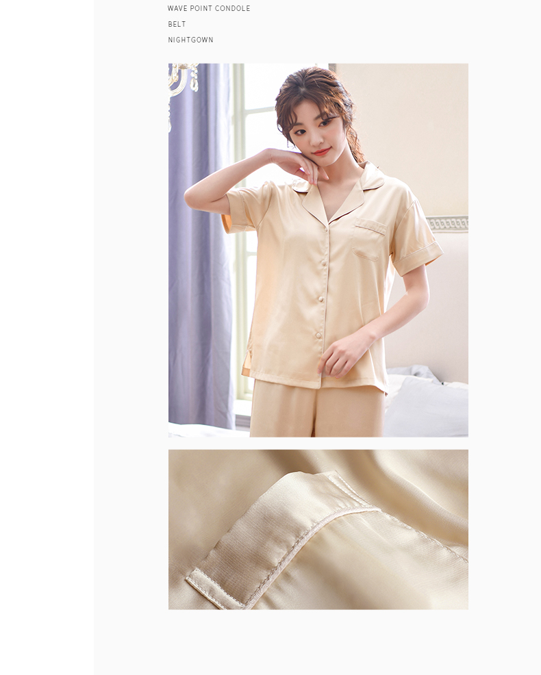 Đồ ngủ nữ mùa hè tay ngắn tay băng lụa đơn giản phần mỏng rộng kích thước lớn Dịch vụ nhà lụa Hàn Quốc phù hợp với hai mảnh - Bên ngoài ăn mặc bộ pijama nam