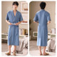 2024 New Nightgown Men's Summer Thin Modal Short Sleeve Cool Pajamas Plus Size Home Clothes Bathrobe Morning Robe