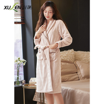 Dressing gown ladies autumn winter coral velvet thickened and fleece warm home clothes flannel winter morning gown bathrobe
