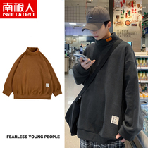 Antarctic Peoples Double Face Develvet Mens 2022 New Winter Garveled thickened Half High Collar Tide Cards undershirt Long sleeves