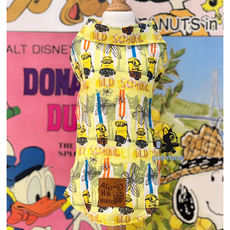 Japan Pet Paradise Pet Clothes Clearance Sale Minions Hawaiian Beach Tropical Style Shirt
