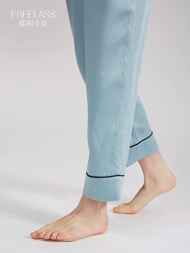 Девочки на растягивании пижамы Женская весна с длинным рукавом и осень 100% Lyocell Home Decer Двух частей можно носить на открытом воздухе