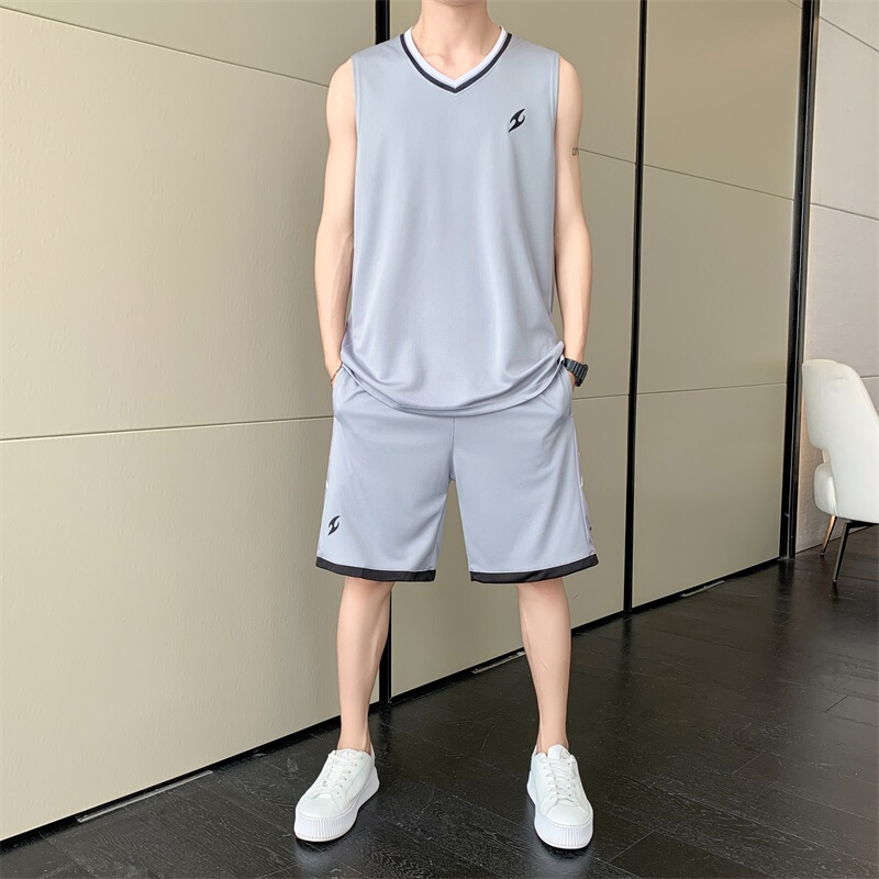 Summer Sportswear Men's Ice Silk Quick-Drying Sleeveless Vest Basketball Uniform Suit for Young and Middle-Aged Adults Competition Training Jersey Summer Sportswear Men's Ice Silk Quick-Drying Sleeveless Vest Basketball Uniform Suit for Young and Middle-Aged Adults Competition Training Jersey