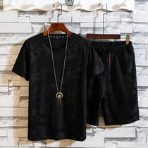 Men Short Sleeve Shorts Suit Trend Handsome casual T-shirt clothes Mens set with a sexual mature summer outfit