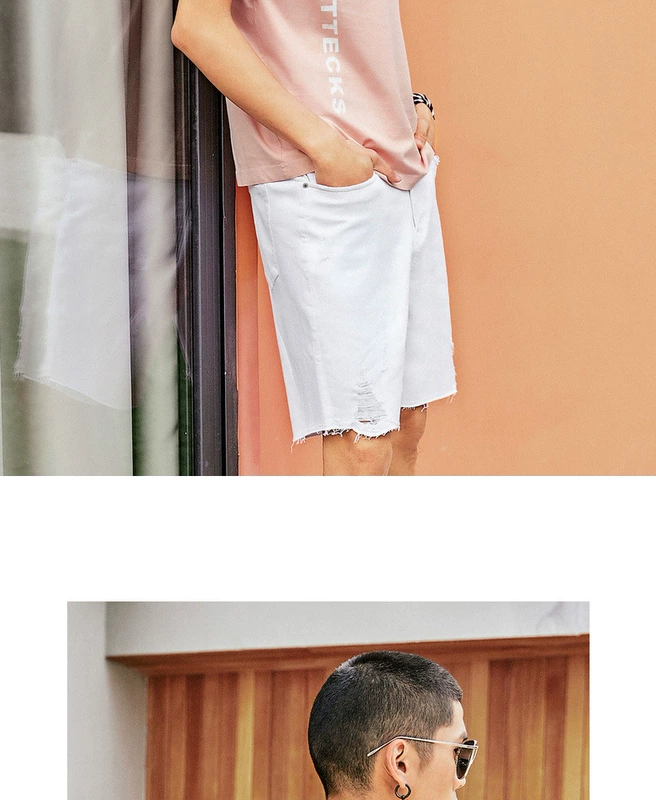 Carbine Giới trẻ Thanh niên Cổ tròn Tay áo ngắn Cotton Áo thun chữ T Tide Top Street In Thời trang H - Áo phông ngắn áo thun unisex