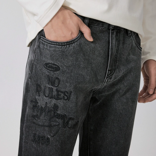 Джинсы, осенние трендовые штаны, с вышивкой, градиент