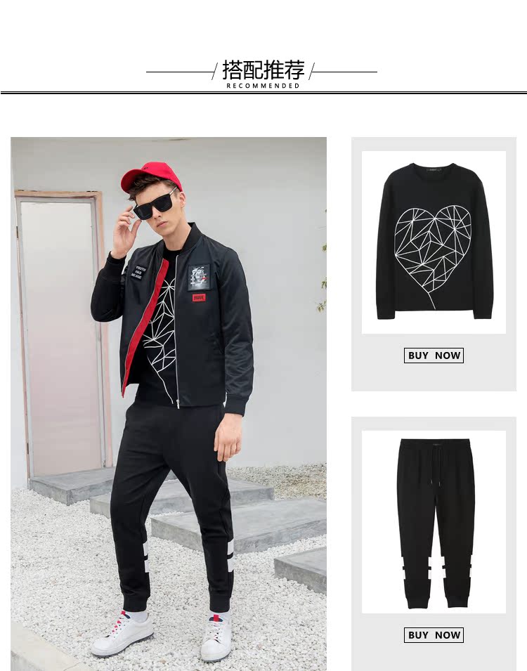 Carbine Men In Slim Pilot Jacket Đen Thanh niên Áo bóng chày giản dị Tide Fall Winter B bomber bóng chày