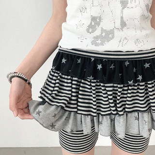 Jupe à gâteau multicouche rayée à pois japonais pour femmes, leggings anti-exposition, jupe tricotée épissée, 2025