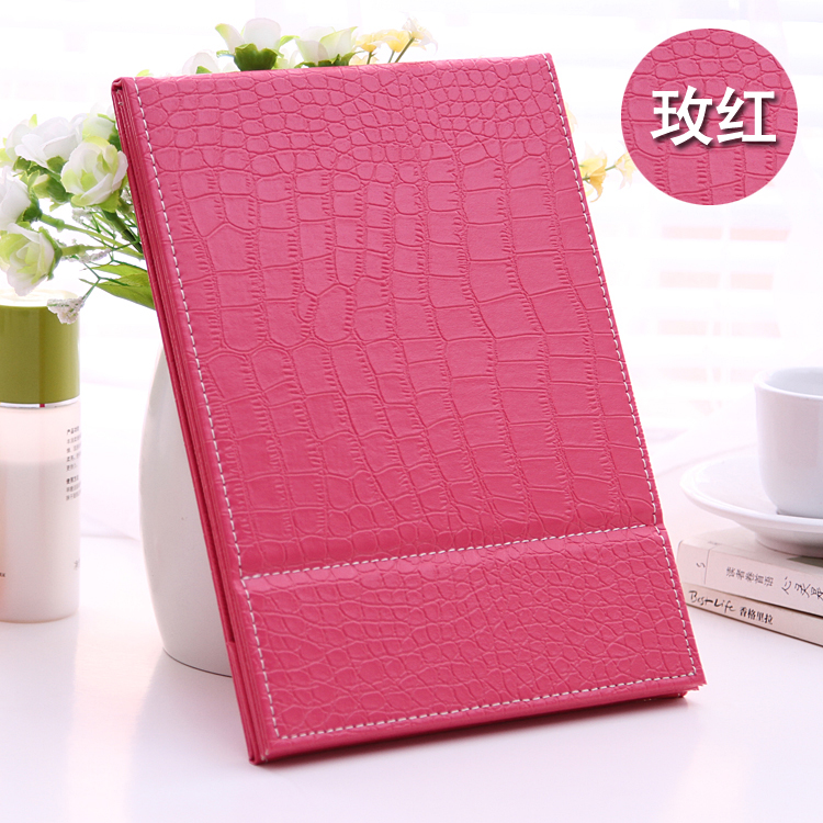 High-grade leather makeup mirror, large folding PU desktop mirror, high-quality portable table mirror, beauty and hairdressing dressing mirror