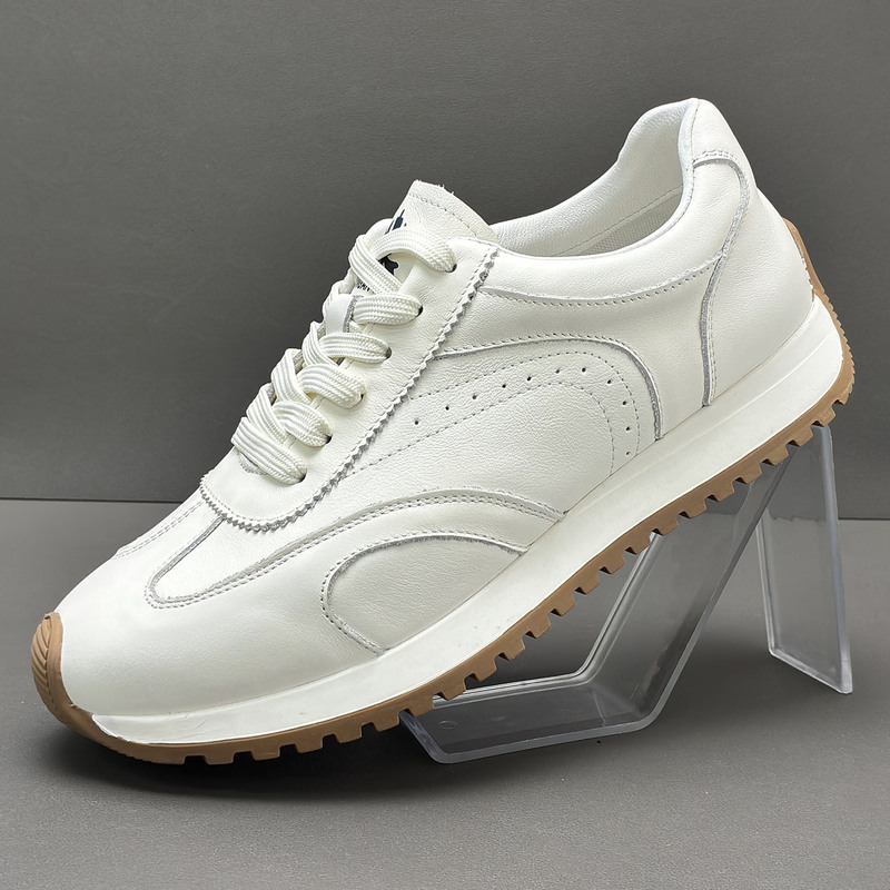 Genuine Leather Training Shoes for Men 2026 New Color-Blocking Versatile Casual Sneakers Men's White Shoes Old Money Style Forrest Gump Shoes