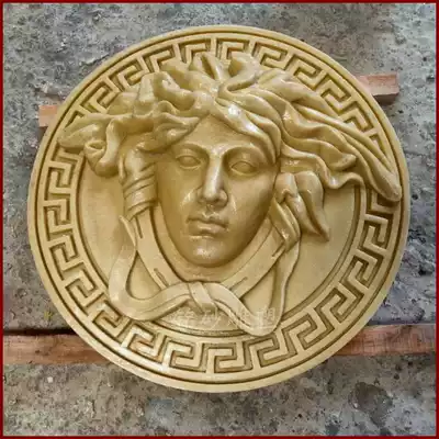 Sandstone glass fiber sculpture relief round carving garden villa courtyard artificial sandstone sculpture head pendant decoration