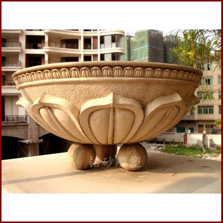 Ming sand sandstone garden landscape decoration leaf petal flower pot municipal flower bowl imitation yellow rust stone European-style community greening decoration