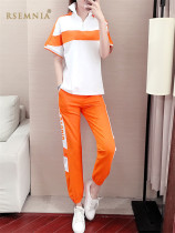 Rsemnia summer fashion sports suit women loose foreign style casual short sleeve two-piece hip hop trend thin
