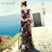 Rsemnia summer suspenders long skirt slim floral strapless chiffon dress Bohemia long dress beach dress