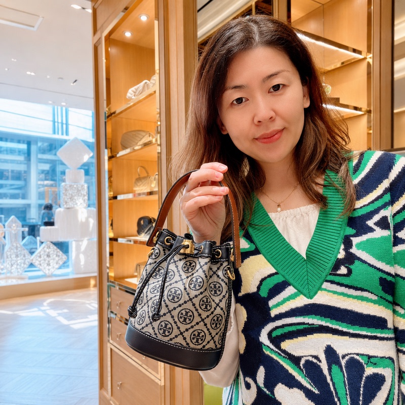 Tory Burch/Tb Jacquard Bucket Bag/Sheet Music Crossbody Bag C-Mom Canada Direct Purchase