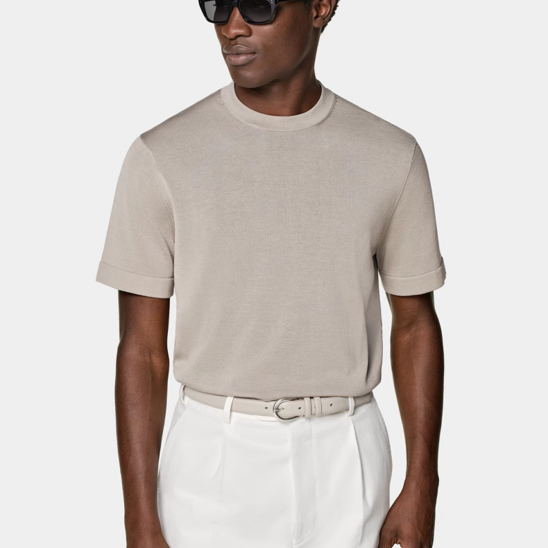 25 Spring/Summer New Arrivals Machine Washable Mulberry Silk Cotton Blend Round Neck Short Sleeve Men's Knitwear T-Shirt 25 Spring/Summer New Arrivals Machine Washable Mulberry Silk Cotton Blend Round Neck Short Sleeve Men's Knitwear T-Shirt