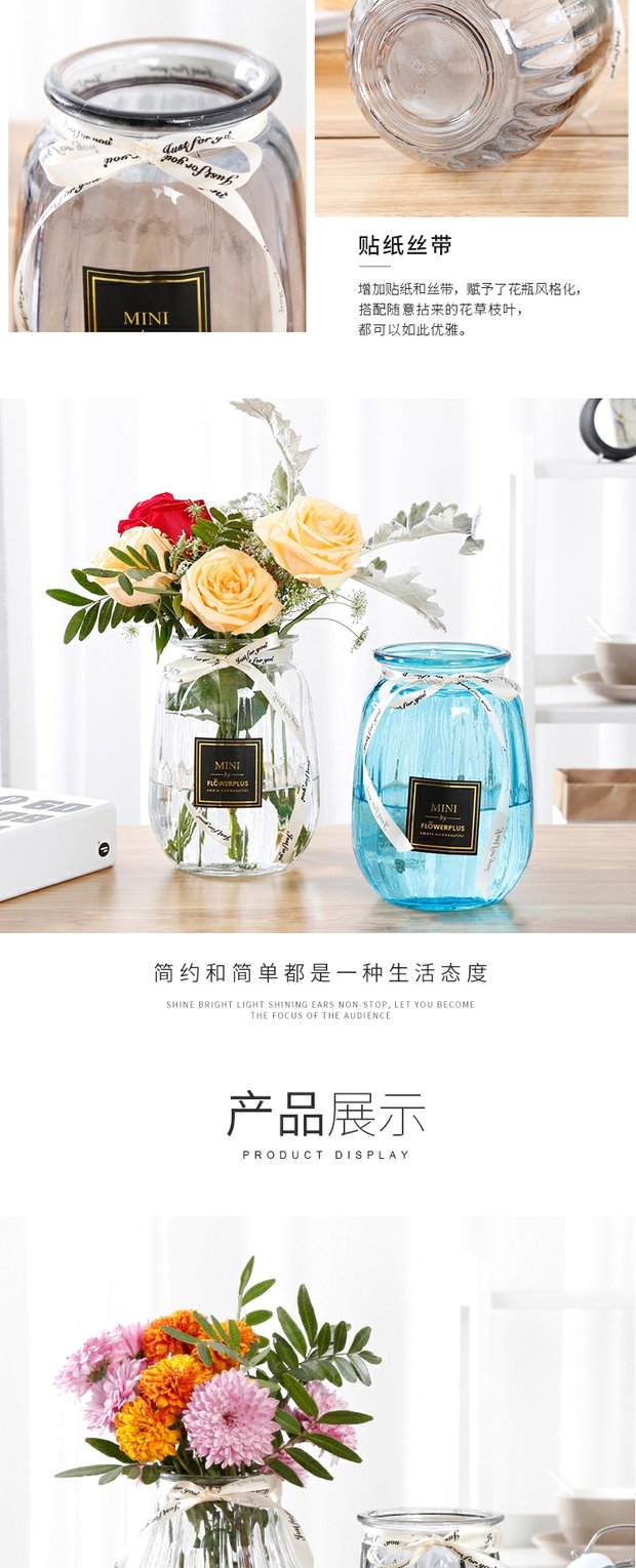 Bắc Âu kính thủy tinh đơn giản hộ gia đình văn hóa nước củ cải xanh mô phỏng hoa chèn bình phòng khách trang trí bàn trang trí - Vase / Bồn hoa & Kệ bình hoa hồng đẹp