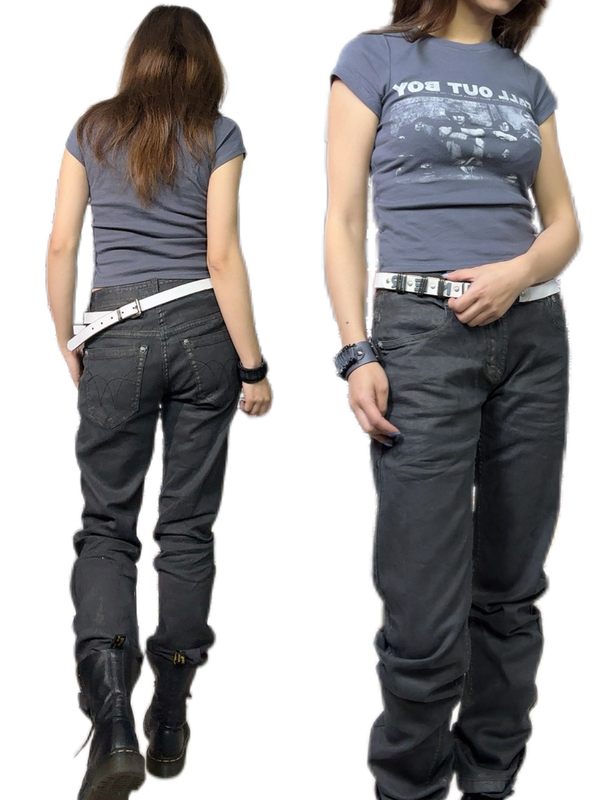Yuan Year Foreign Trade Distressed Heavy Wax Coated Distressed Skinny Mid-Low Waist Slim Straight Leg Jeans