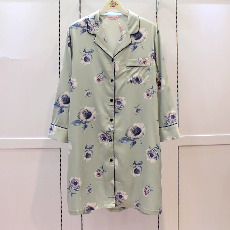 Hua Cong Li Ying đồ ngủ của phụ nữ mùa xuân và mùa hè váy mô phỏng lụa dài tay áo nịt mỏng phần 2019 tính khí dịch vụ nhà - Đêm đầm