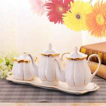 High-grade European ceramic oil pot small oil bottle soy sauce pot seasoning bottle table vinegar pot table vinegar pot with porcelain plate cover