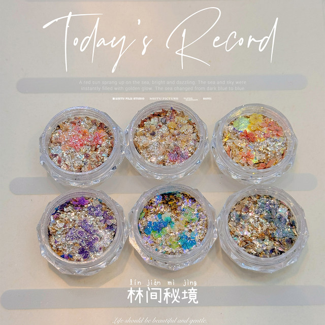 Manicure Dried Flower Cloud Brocade Pink Internet Celebrity Forest Secret Ultra-Thin Explosive Mixed Sequins Advanced Whitening Nail Decoration