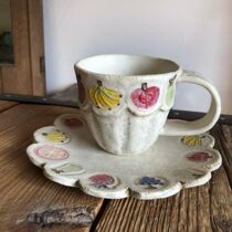 Japanese Qi Ceramics Writers Honda HONDA Honda Anzinami Small Flower Coffee Cup Saucer Fruit Banana Teapot