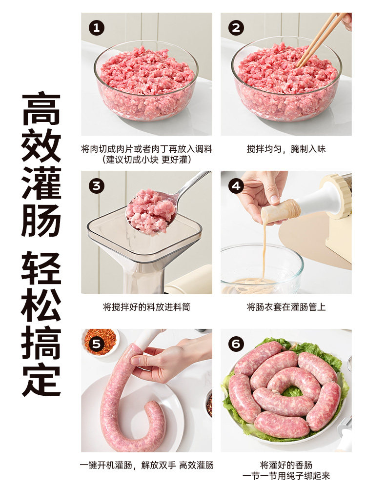 Fully Automatic Electric Sausage Stuffer, Home Sausage Making Machine, Sausage Casing Tool for Making Cured Sausages