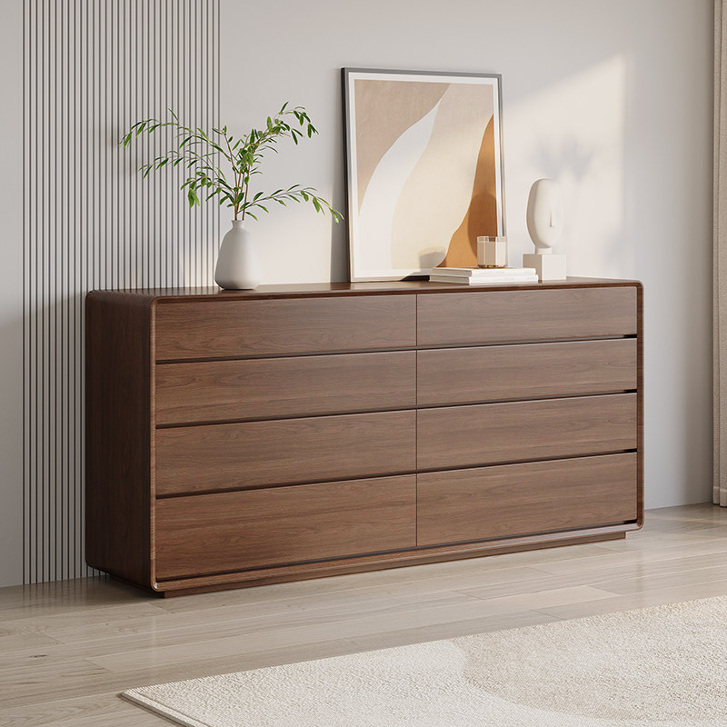 Eight-drawer chest of drawers bedroom six-drawer chest locker walnut Nordic storage cabinet complete set vertical cabinet living room side cabinet