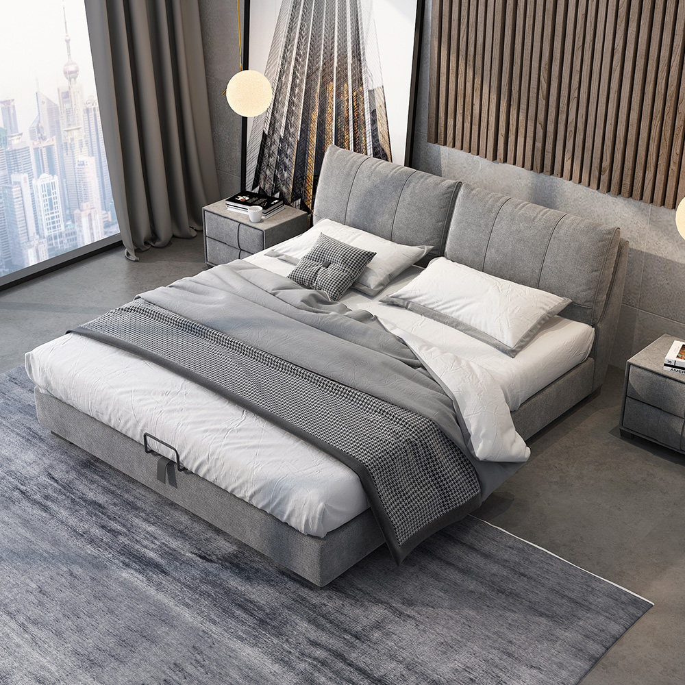 Cloth Bed is simple modern small family double bed bedroom 2m2 2 m queen bed can be removed from the wedding bed