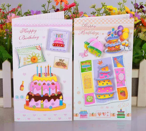 Детская мультяшная открытка, трехмерные милые карточки, подарок на день рождения