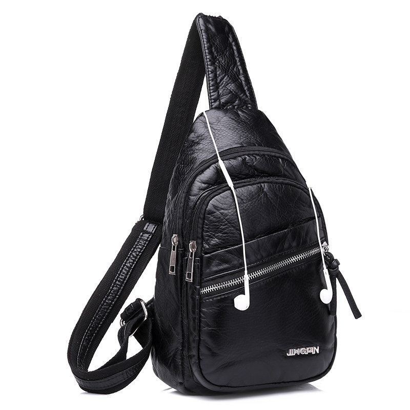 2021 New PU soft - leather casual bag multifunctional male and female retro - bag sagged travel fashion and carry bag