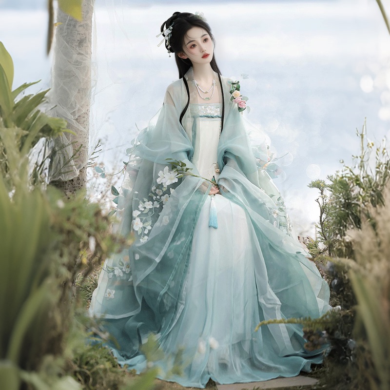 Tang Dynasty-Style Hanfu for Women, Autumn Chinese Style, Ancient Style, Chest-Length, Restored Version [Bichengyin] Embroidered Ru Skirt, Everyday Style
