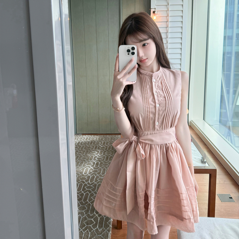 Ye Jia Nailah·【Spring Cherry Snow】Highly Recommended! Sleeveless Pleated Design Sweet Dress for Women