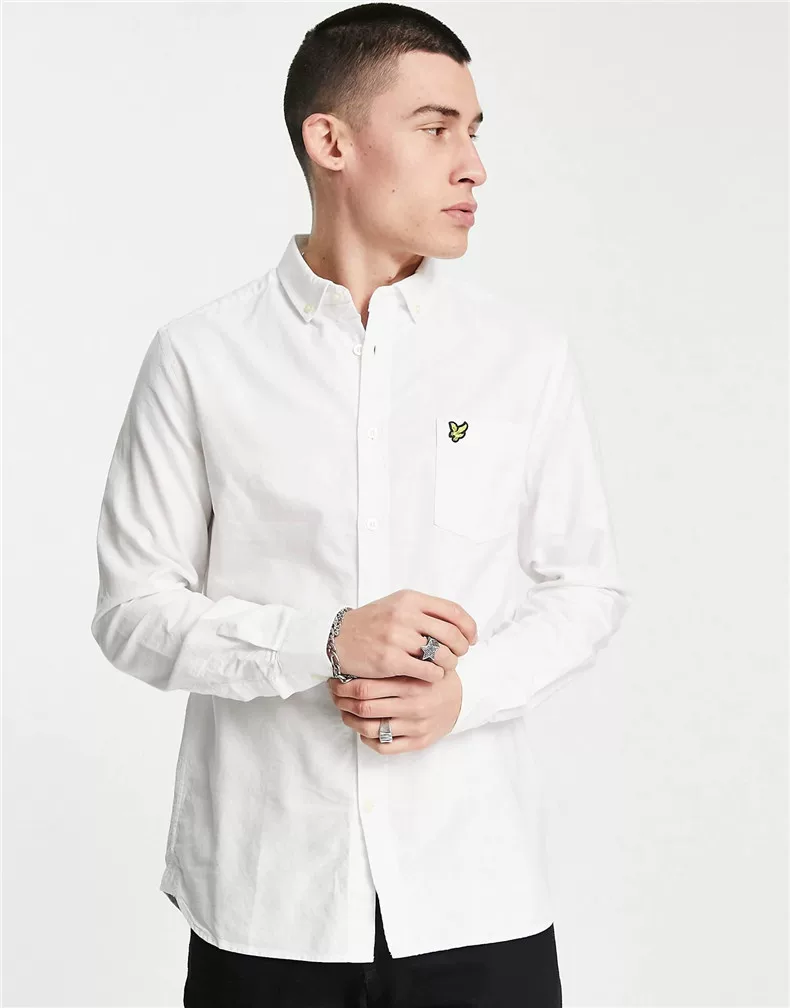 Покупатель Lyle & Scott 2024 года Новый мужской лонгслив белая рубашка Slim и Daily Versatile