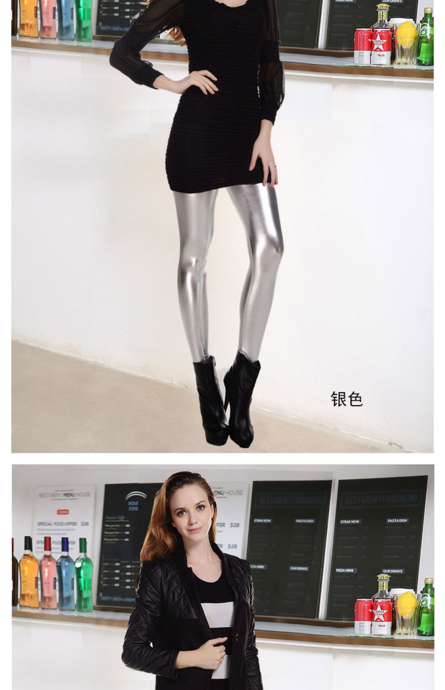 Châu Âu và Hoa Kỳ khuôn mặt tươi sáng mùa xuân và mùa hè Người mẫu quần legging mỏng của phụ nữ tỏa sáng gợi cảm chín chiếc quần hiệu suất của phụ nữ Quần da sáng màu hoang dã - Quần tây thường quần ren mặc váy