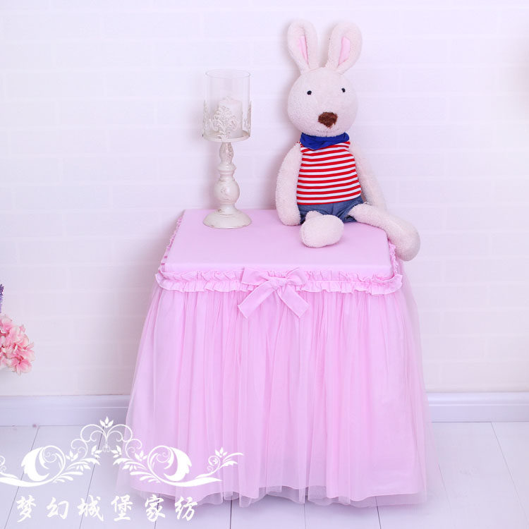 Pink princess meritocratic all-cotton plus yarn bed head cabinet cover bench cover table cover tea table cover dust-proof cover towel safe cover-Taobao