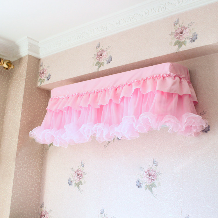 Dream Castle Pink Satin Princess Fan Air Conditioning Hood Wall-mounted Air Conditioning Hood Air Conditioning Dust Cover