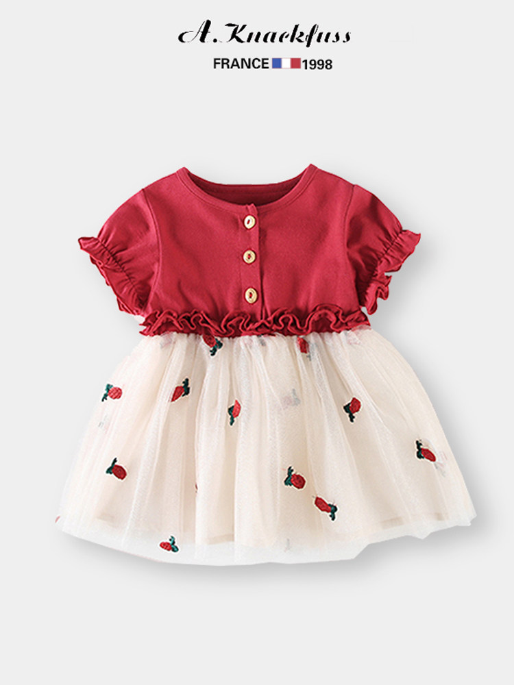 Foreign princess dress~Female baby summer dress French A Knackfuss new girl yarn skirt tide