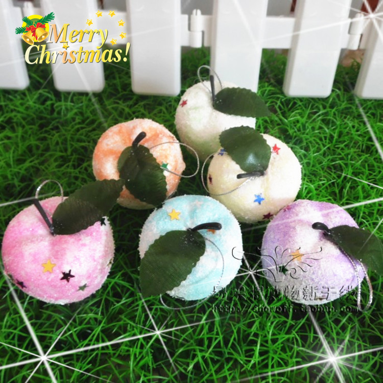 Christmas tree snow apple ornament pendant simulation apple with leaves Christmas peace fruit Christmas gift 6