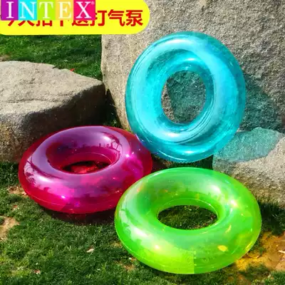 Adult swimming ring enlarged thickened fat swimming ring blue inflatable floating ring red transparent life buoy