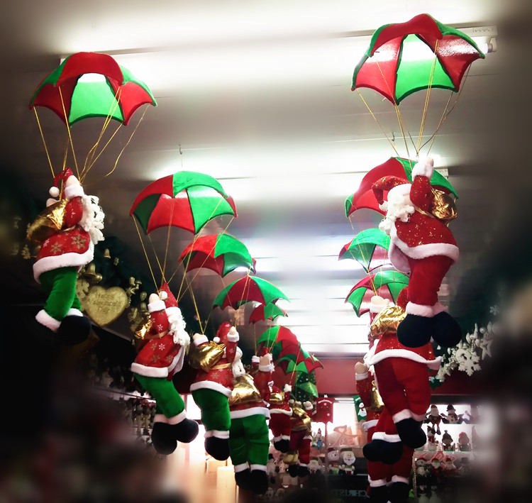 Christmas Old Man Parachute Decorations Jumps Christmas Old Man's Suspended Ceiling Decoration Christmas Old Man Climb Rope Pendant