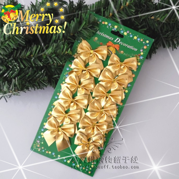 Christmas Bows Christmas Decorations Golden Bows Small Bows Accessories Small Top Knot 12pcs