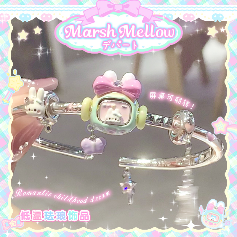 Marshmellow Jewelry Store Beads Silver-Plated Bracelets Stackable Enamel Beads DIY Accessories