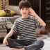 Mùa xuân và mùa thu trẻ em quần cotton ngắn tay mùa hè đàn ông béo cậu bé con trai lớn trong bộ đồ ngủ tracksuit phù hợp với phần mỏng quần áo trẻ em mùa thu đông Phù hợp với trẻ em