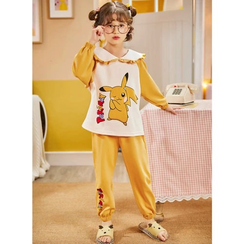 Детская пижама, демисезонный хлопковый тонкий лонгслив, комплект, подходит для подростков