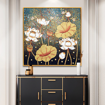 Hand Painted Oil Painting in the family Xuanguan Decorative Painting Corridor hanging painting Living room Painting Southeast Tai-style lotus three-dimensional gold leaf painting