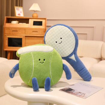 Creative Tennis Racket Pillow Plush Toy Doll Sports Ball Pillow Stadium Gift