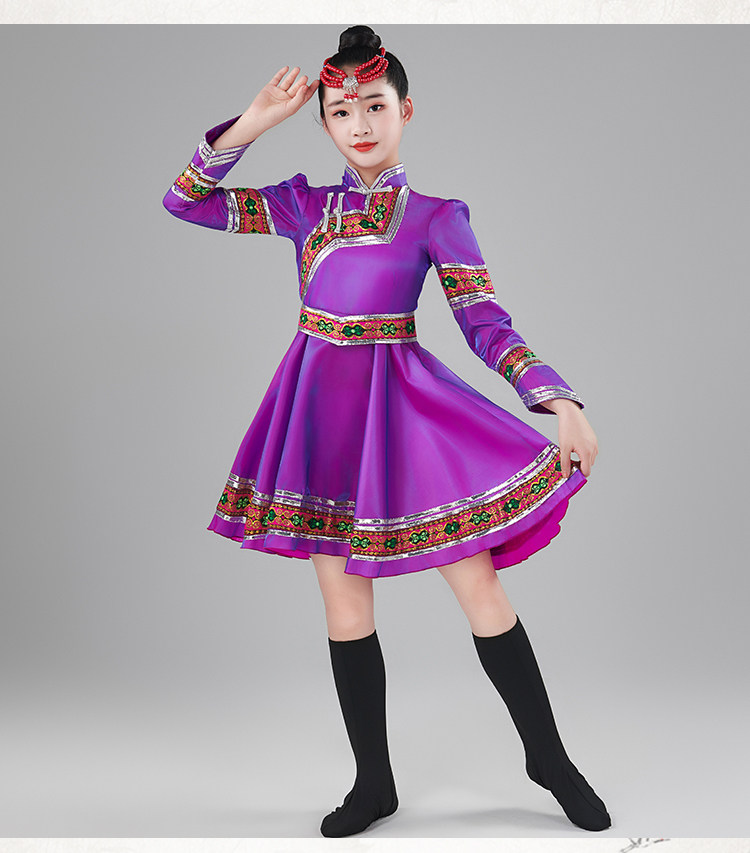 蒙古族儿童演出服女童蒙古舞蹈服装幼儿民族服饰蒙族蒙古袍表演夏 — 10